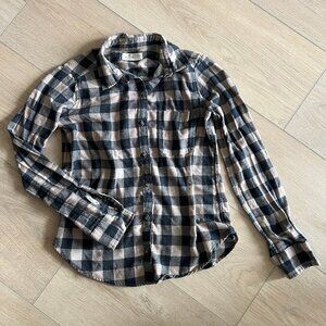 Hollister Tan Checkered Plaid Flannel Shirt XS